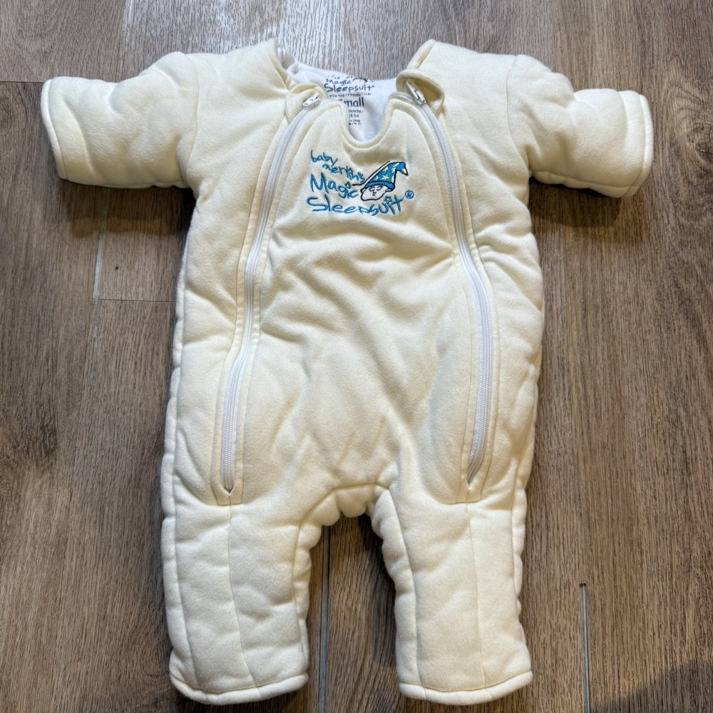 Baby Merlin's Magic Sleepsuit Small 3-6 Months Yellow Swaddle Transition Suit